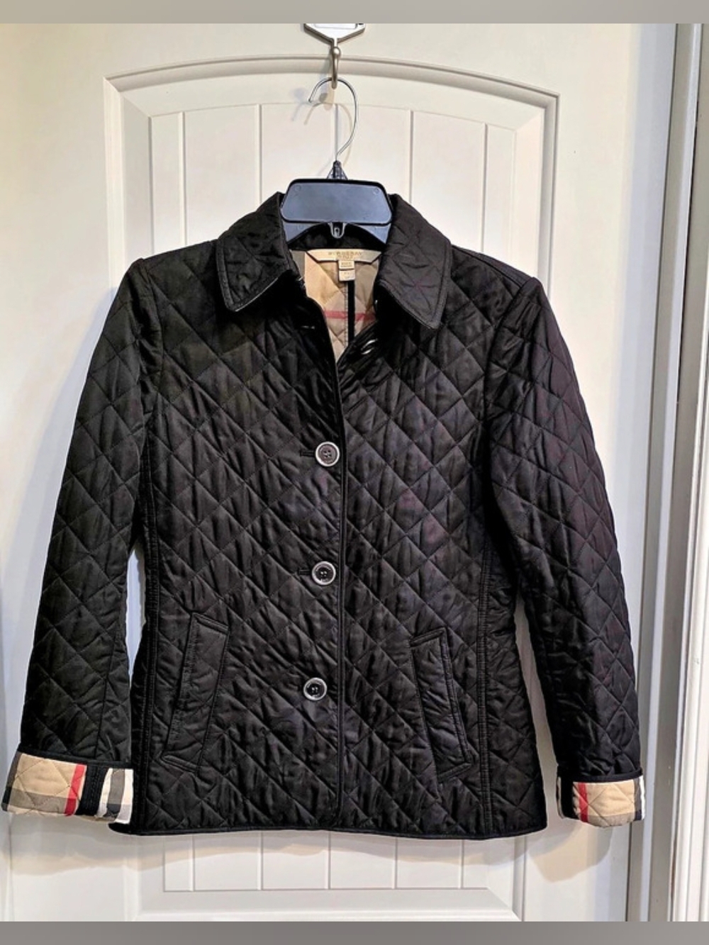 Burberry Quilted Plaid-Lined Jacket in Black Size XSmall